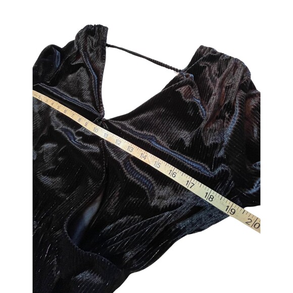 Wild Fable Romper Black Metallic Stripes Long Sleeve V-neck Velvet Sexy Witchy M - Picture 10 of 16